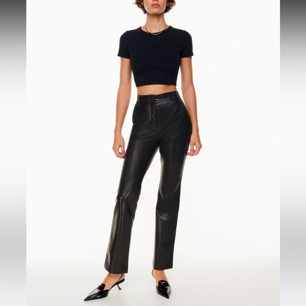 Aritzia Babaton Publish Pant Vegan Leather Bootcut Pants in Black 0